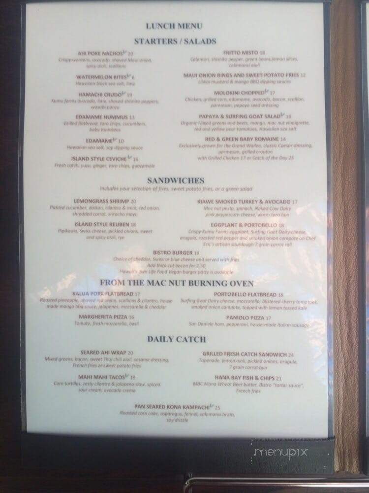 Bistro Molokini - Kihei, HI menu_pic