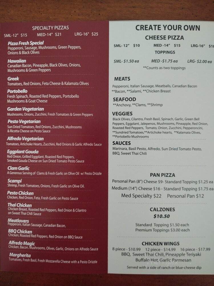 Pizza Fresh - Makawao, HI menu_pic