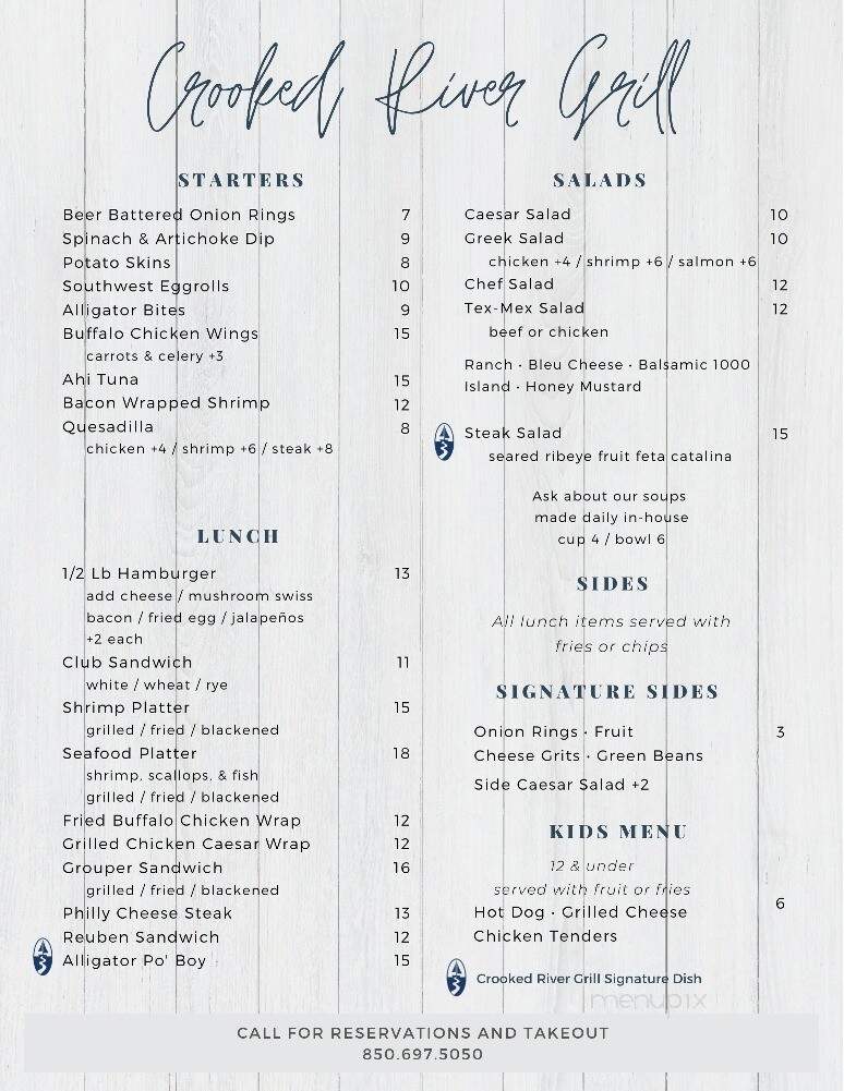 Crooked River Grille - Carrabelle, FL menu_pic