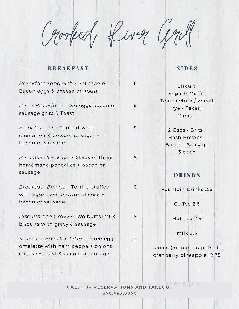 Crooked River Grille - Carrabelle, FL menu_pic