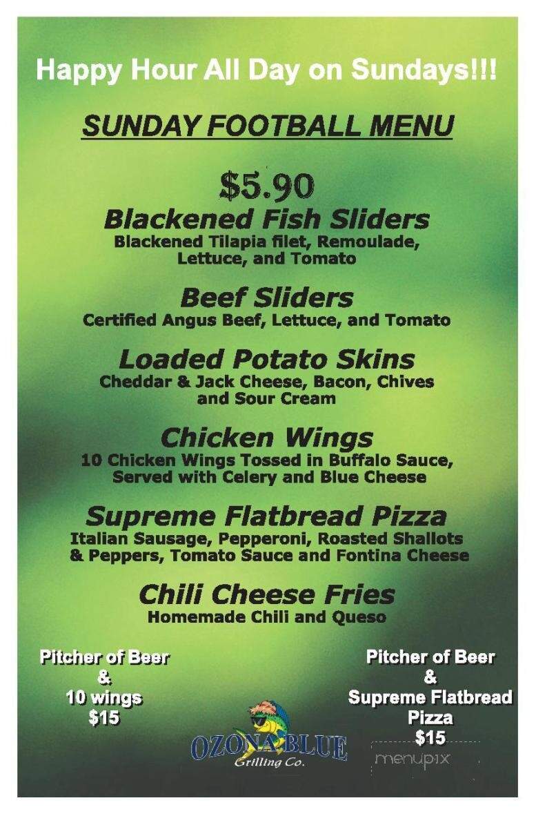 Ozona Blue Oceanside - Palm Harbor, FL menu_pic