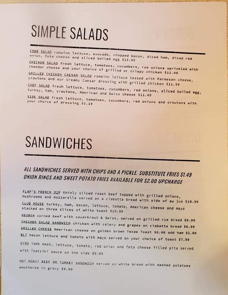 Flapjack Family Restaurant - Charlevoix, MI menu_pic