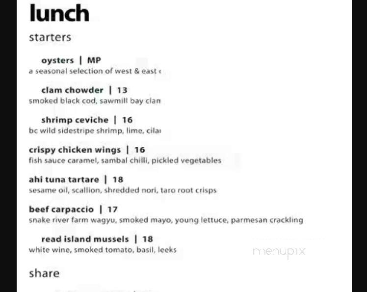 Gerard Lounge - Vancouver, BC menu_pic