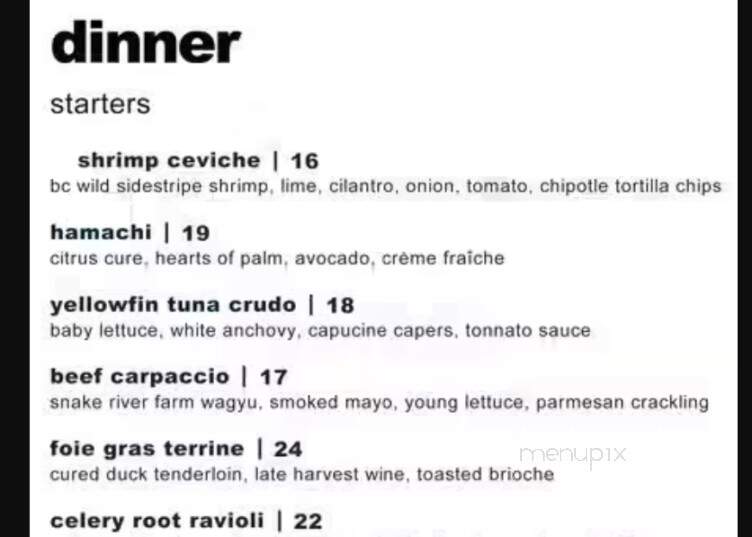 Gerard Lounge - Vancouver, BC menu_pic