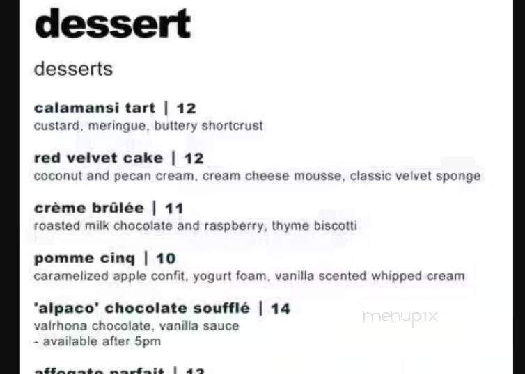Gerard Lounge - Vancouver, BC menu_pic