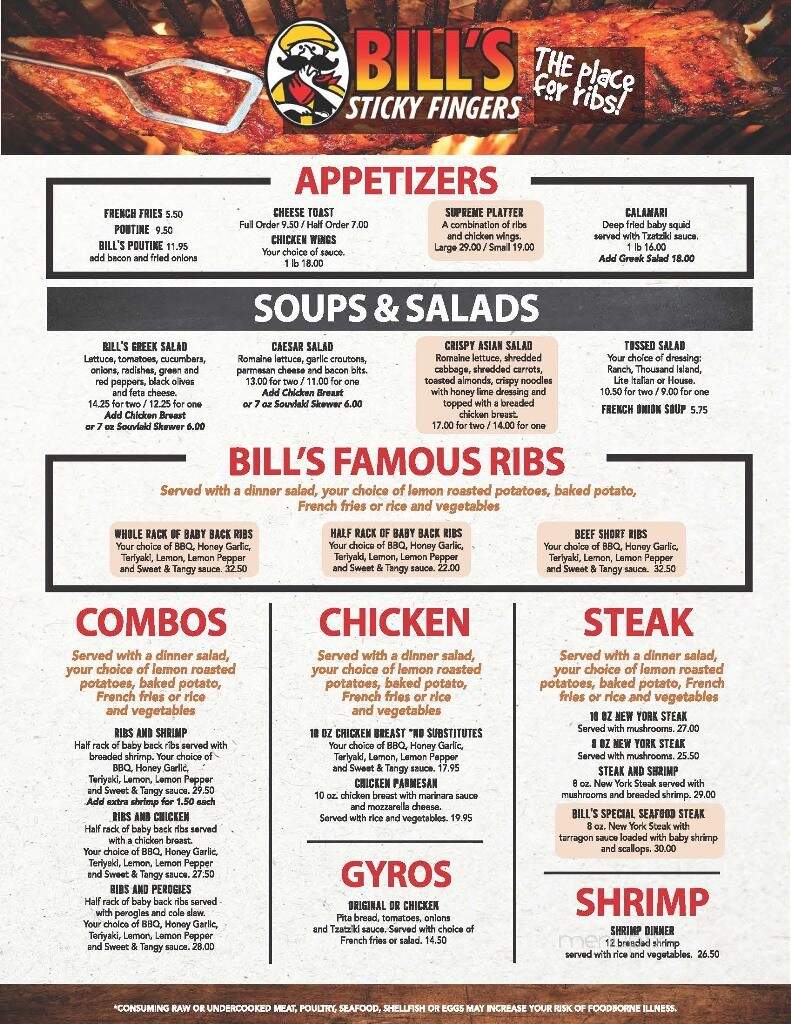 Bill's Sticky Fingers - Portage La Prairie, MB menu_pic