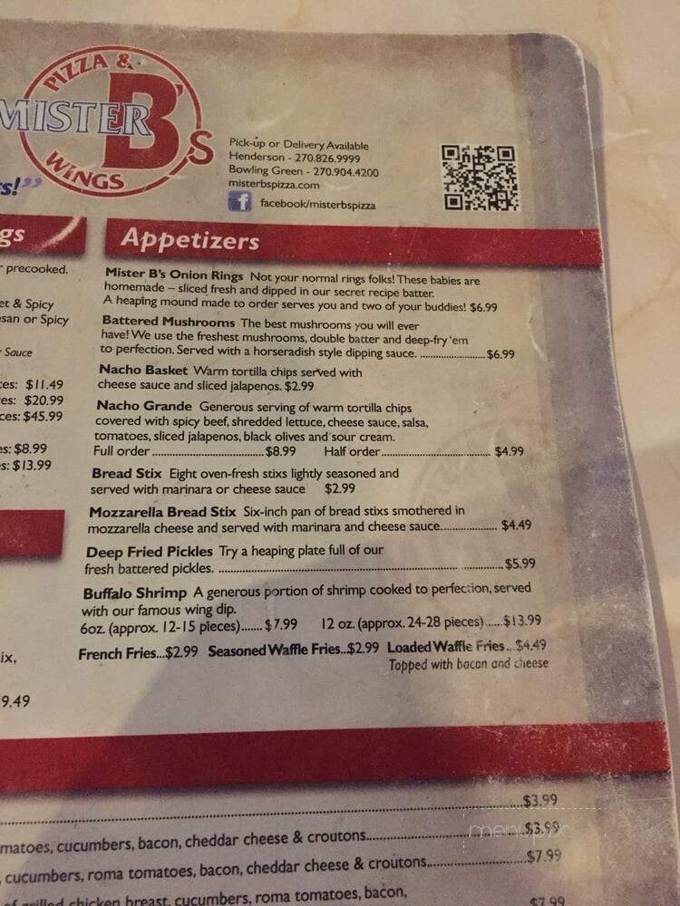 Mr B's Pizza & Wings - Henderson, KY menu_pic