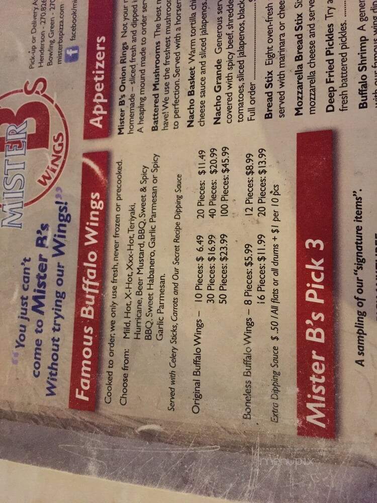 Mr B's Pizza & Wings - Henderson, KY menu_pic