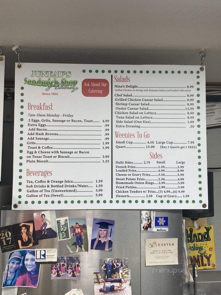 Juneau's Sandwich Shop - Marrero, LA menu_pic