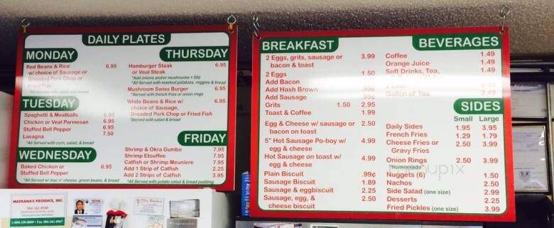 Juneau's Sandwich Shop - Marrero, LA menu_pic
