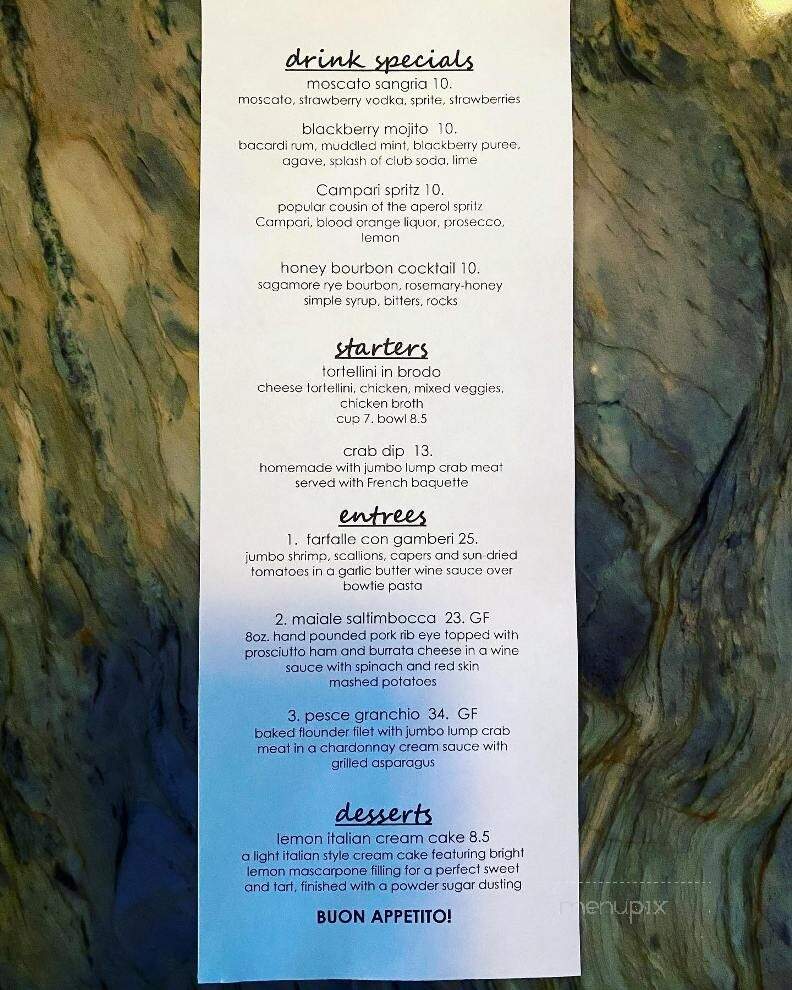 Paradiso Italian Restaurant - Westminster, MD menu_pic