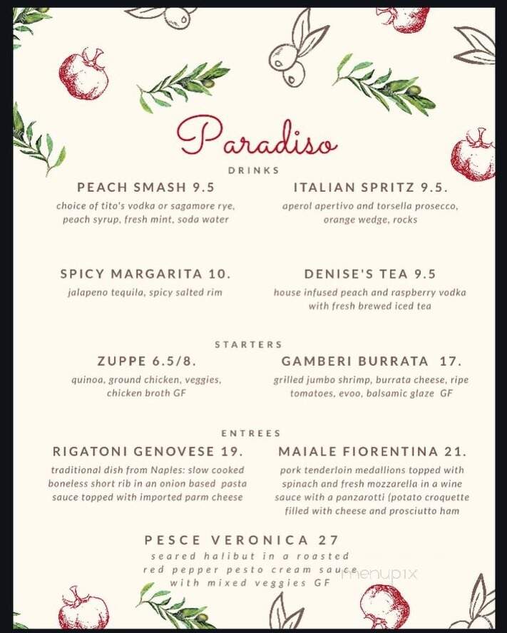 Paradiso Italian Restaurant - Westminster, MD menu_pic