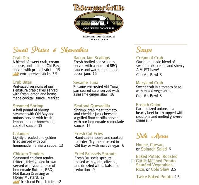Tidewater Grille - Havre De Grace, MD menu_pic