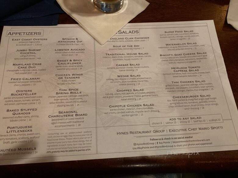 Inn At Bay Pointe - Quincy, MA menu_pic