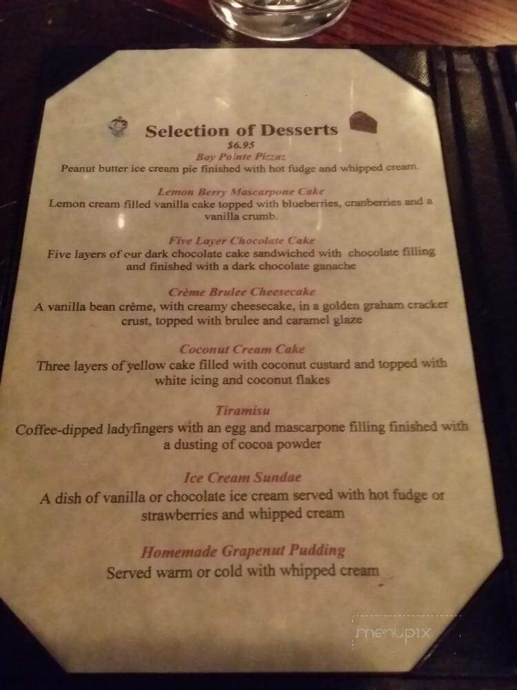 Inn At Bay Pointe - Quincy, MA menu_pic