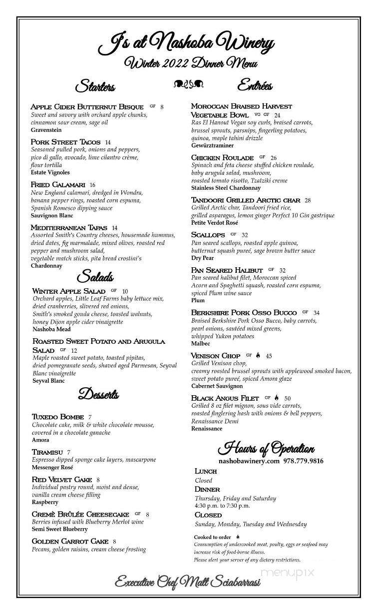 J's Restaurant - Bolton, MA menu_pic