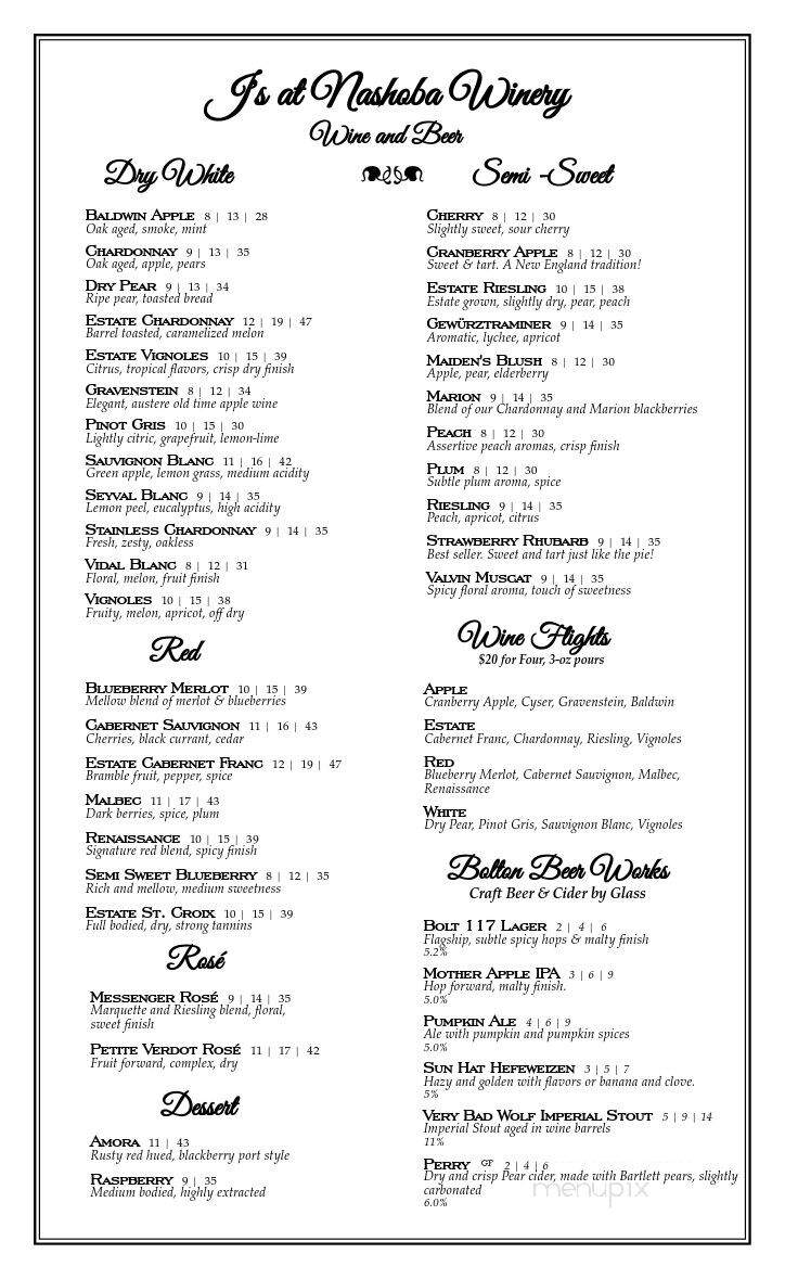 J's Restaurant - Bolton, MA menu_pic
