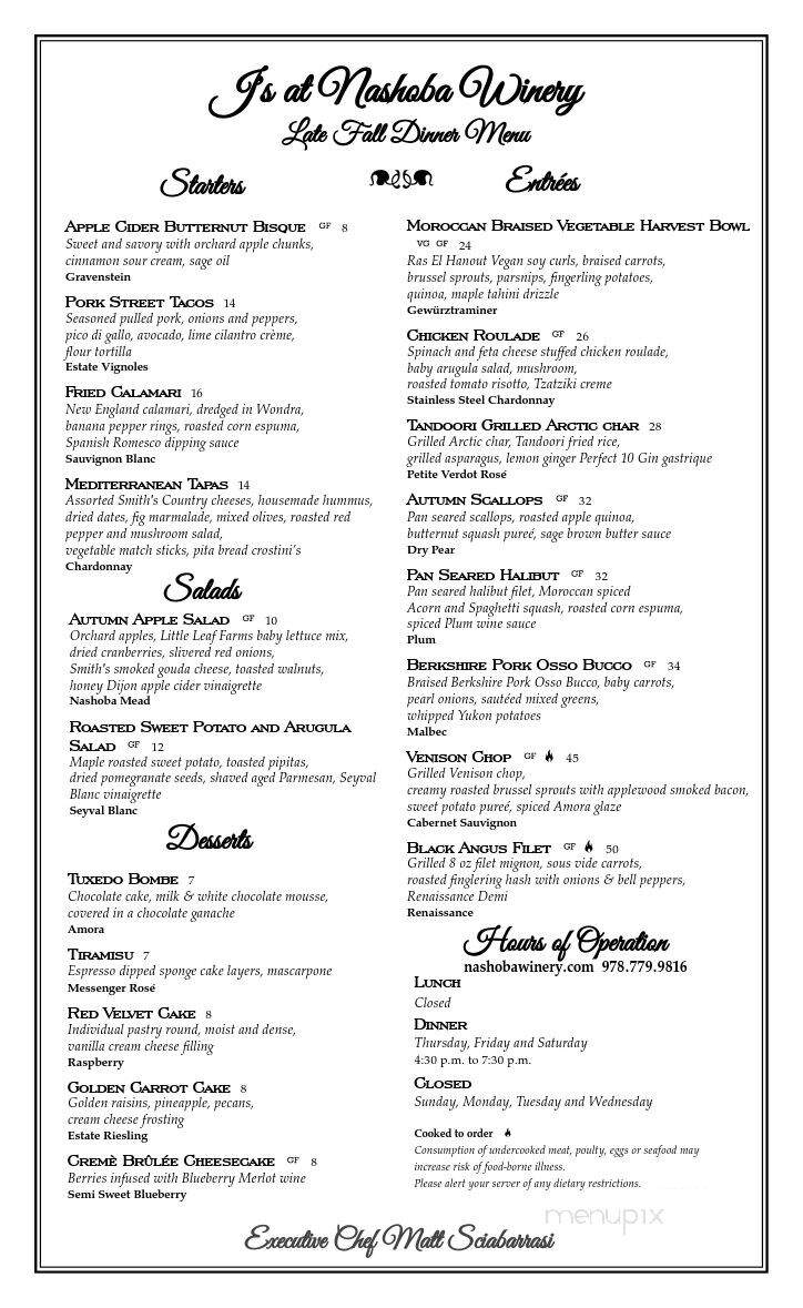 J's Restaurant - Bolton, MA menu_pic