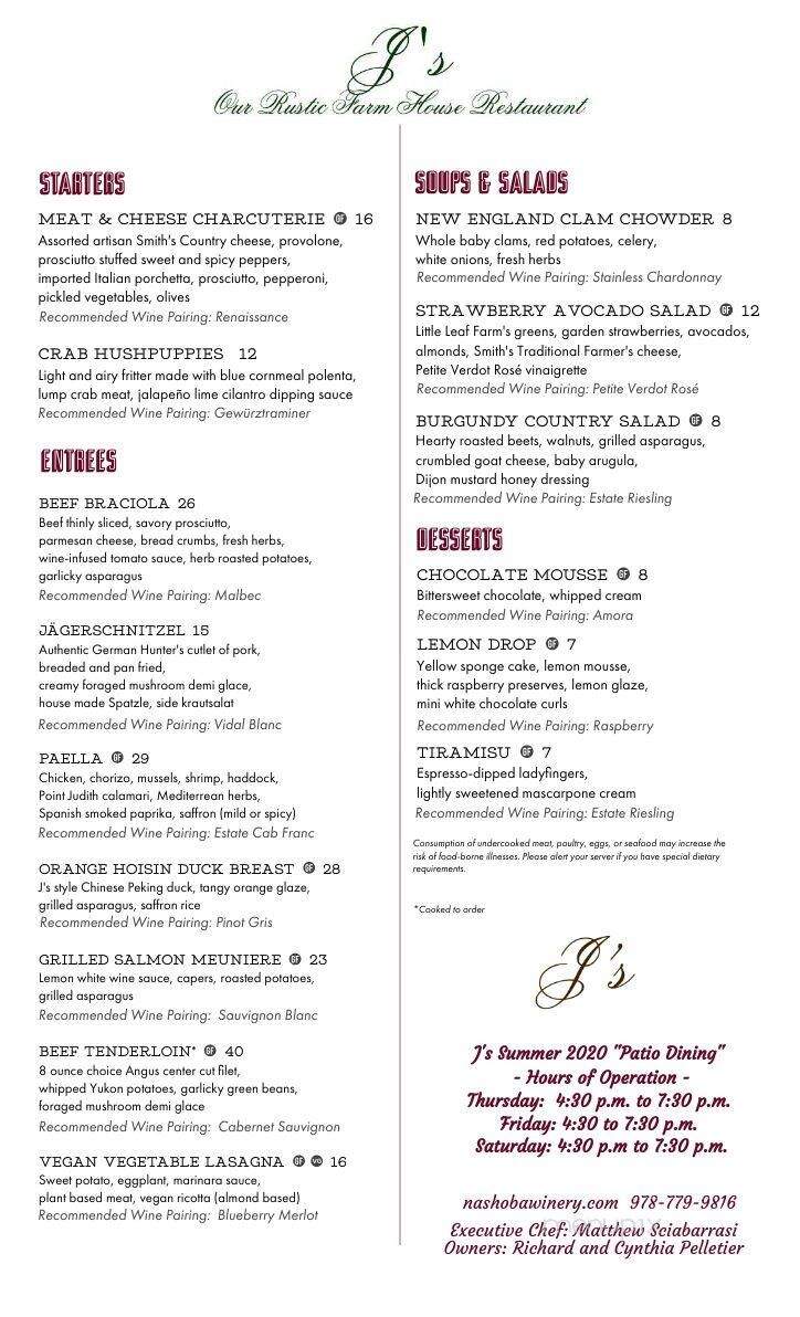 J's Restaurant - Bolton, MA menu_pic
