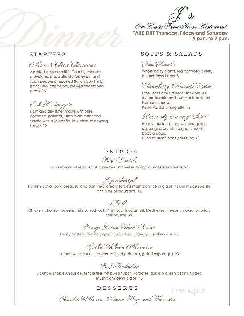 J's Restaurant - Bolton, MA menu_pic
