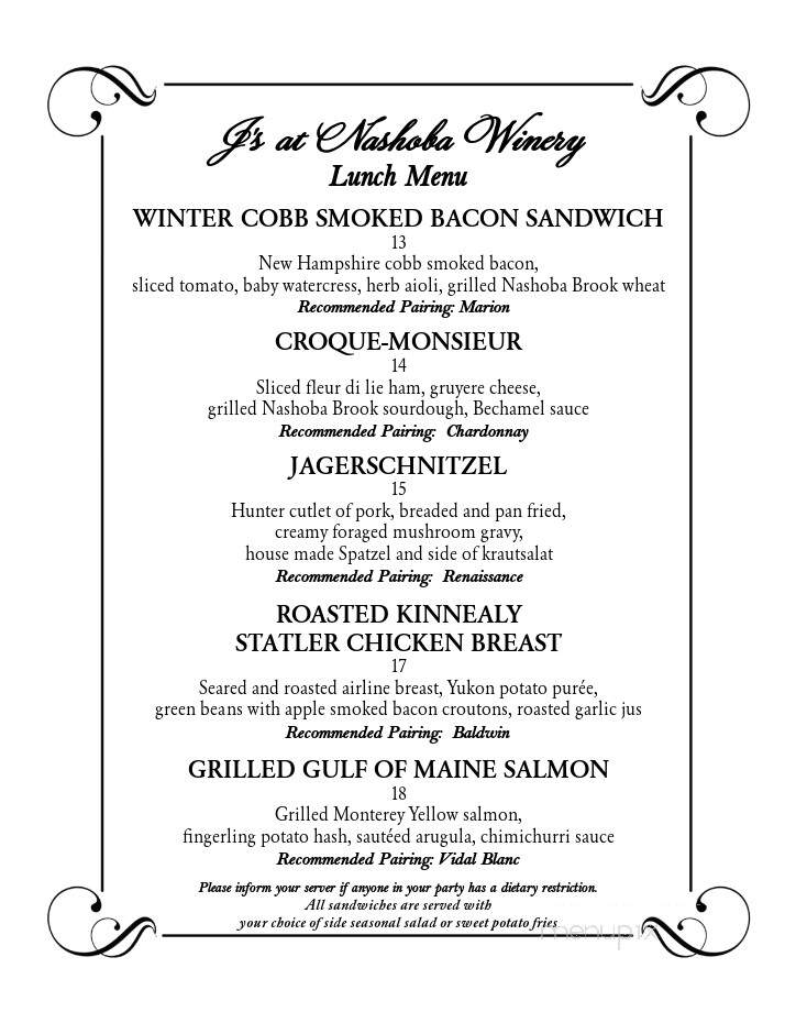 J's Restaurant - Bolton, MA menu_pic