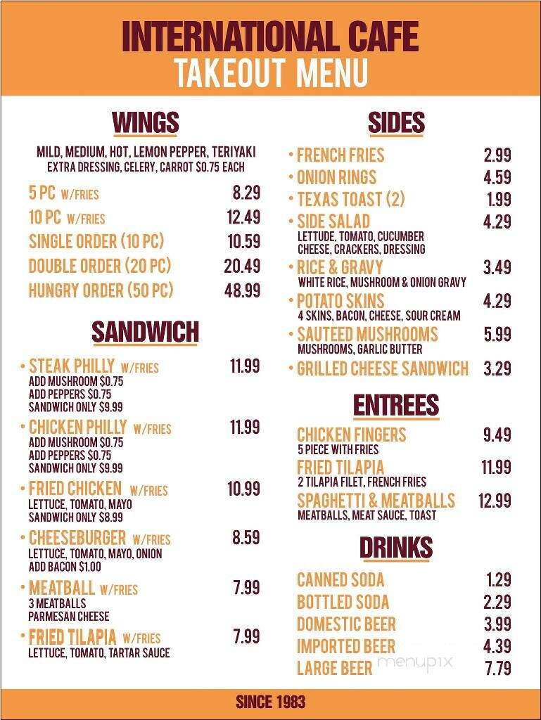 International Cafe - Atlanta, GA menu_pic