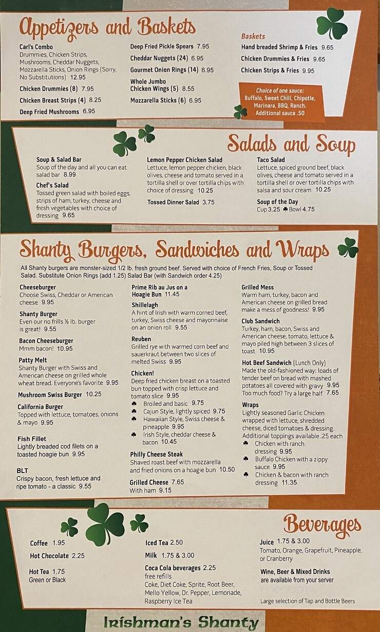 Irishman's Shanty - Crookston, MN menu_pic