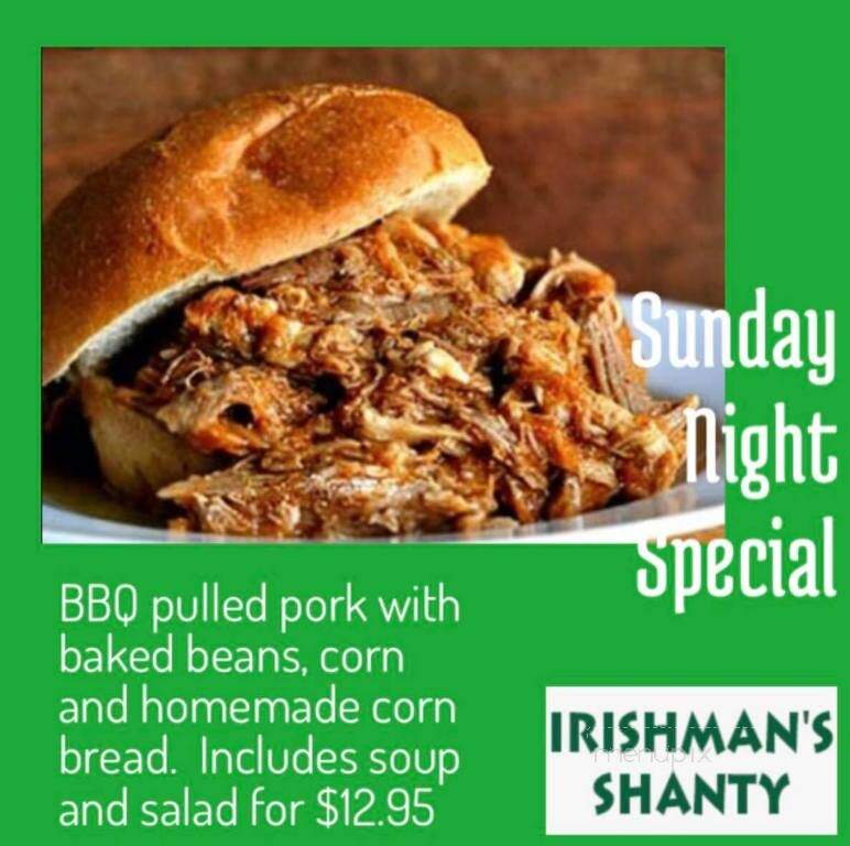 Irishman's Shanty - Crookston, MN menu_pic