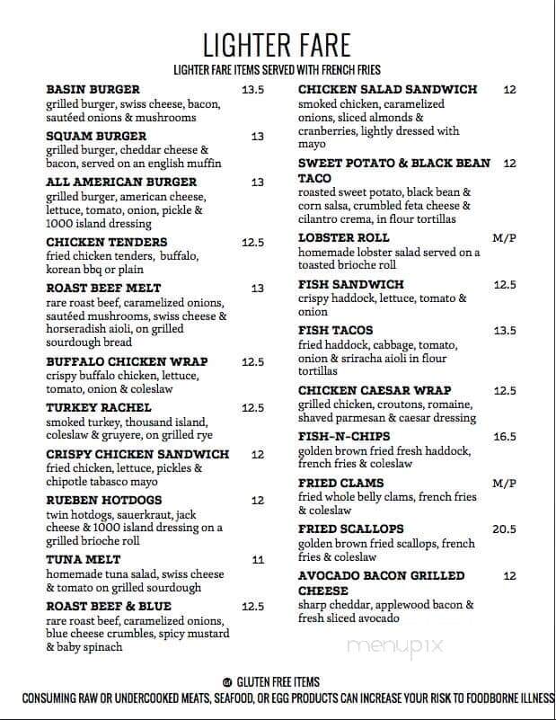 Walter's Basin - Holderness, NH menu_pic