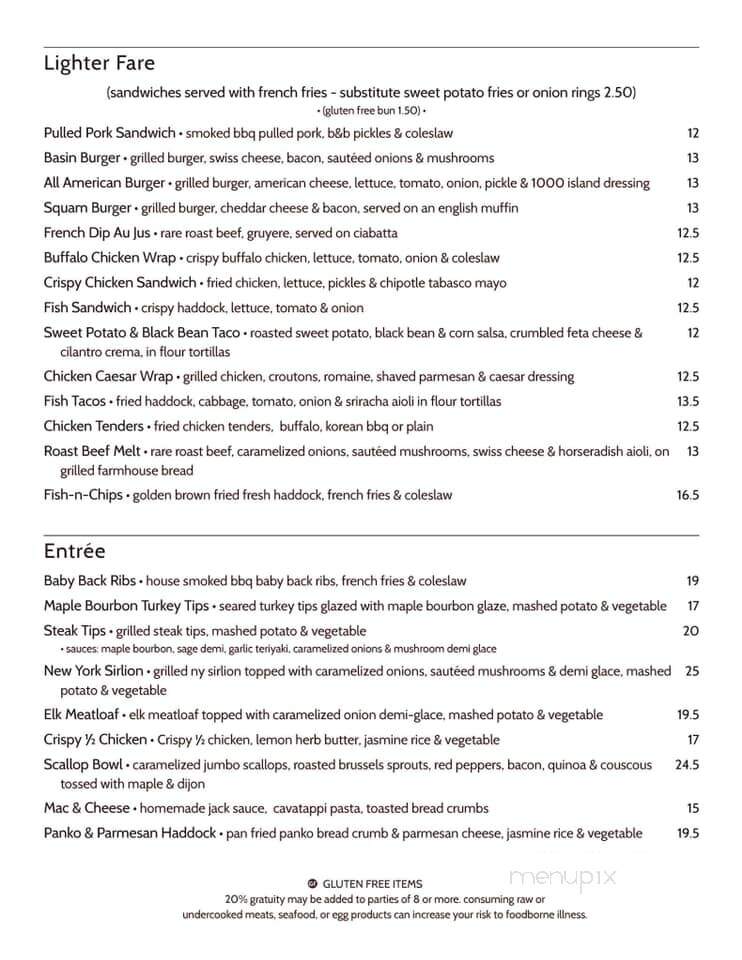 Walter's Basin - Holderness, NH menu_pic
