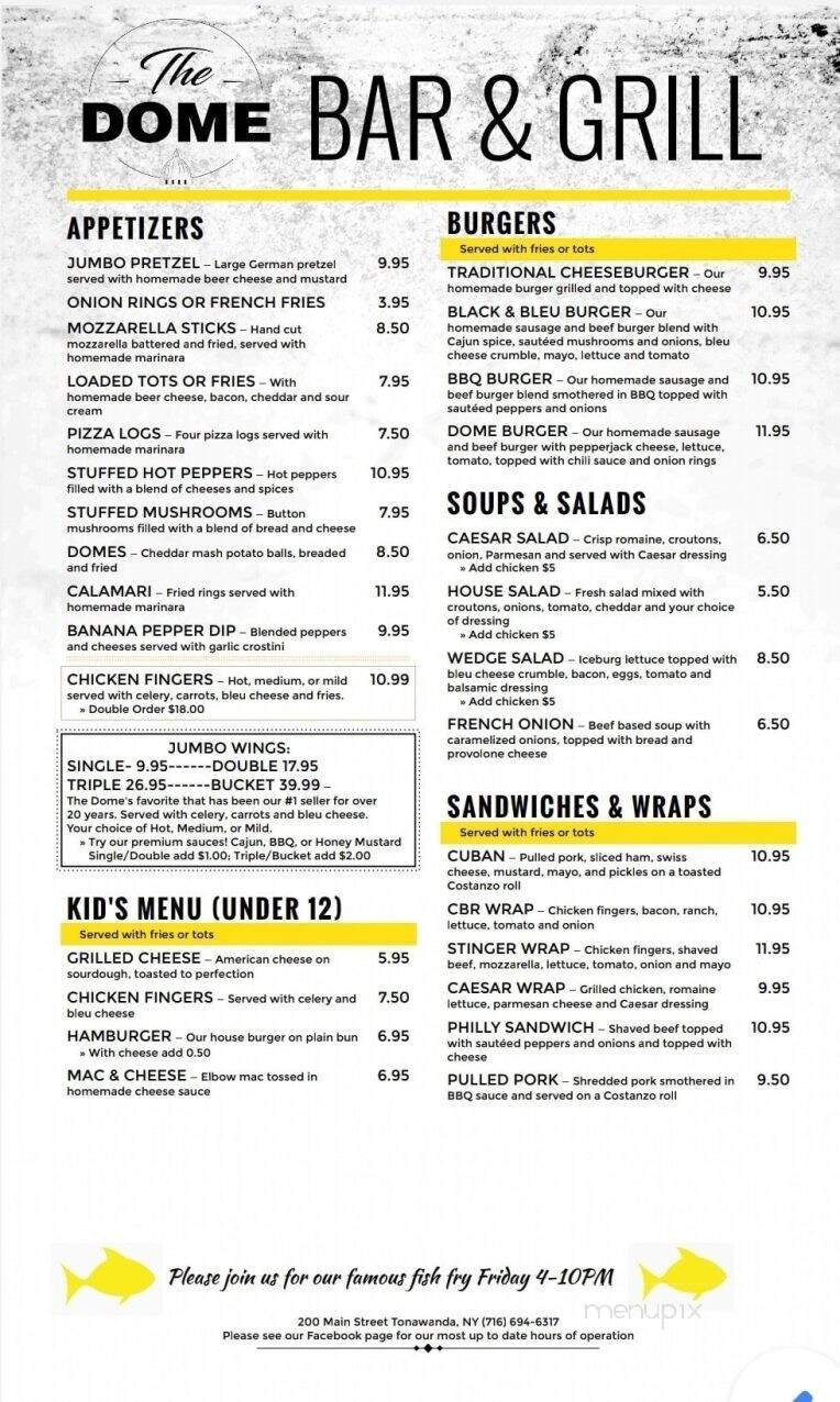 Dome Stadium - Tonawanda, NY menu_pic