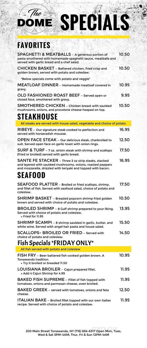 Dome Stadium - Tonawanda, NY menu_pic