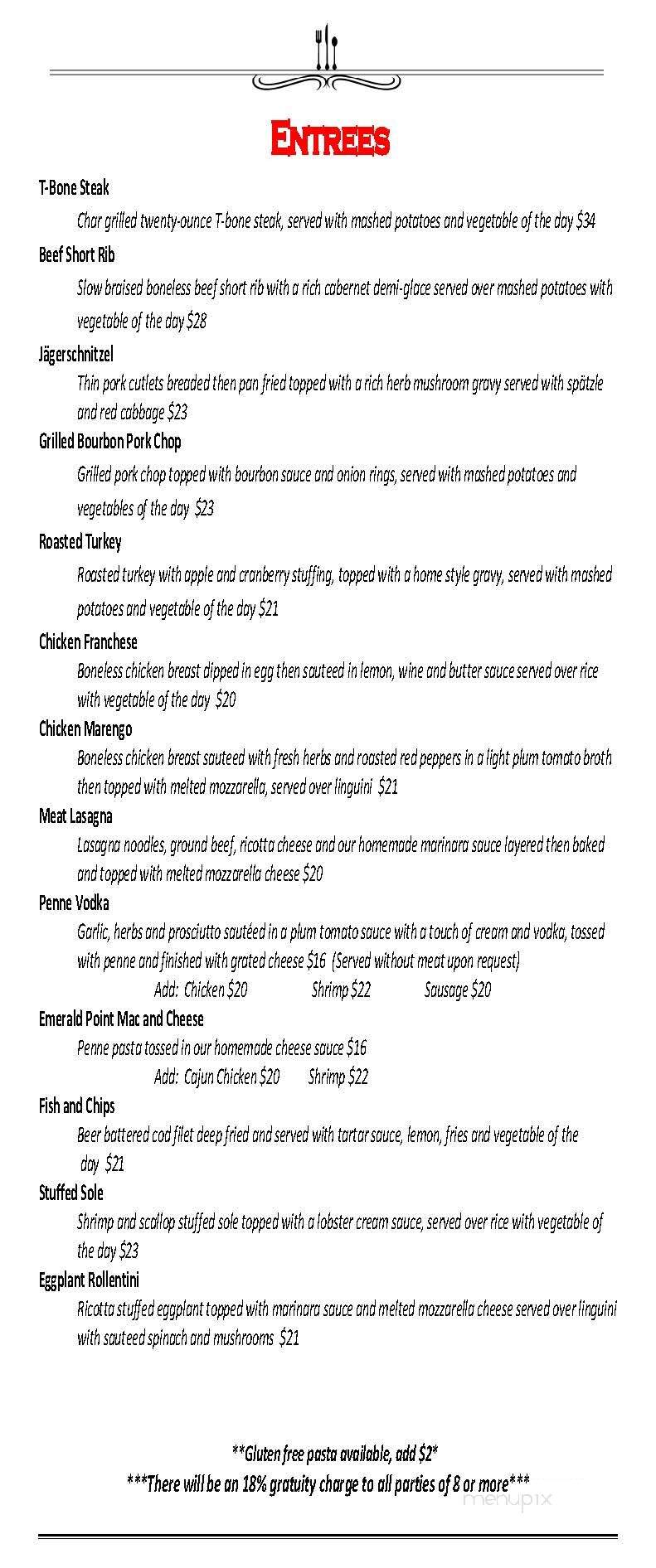 Emerald Point Restaurant - Greenwood Lake, NY menu_pic