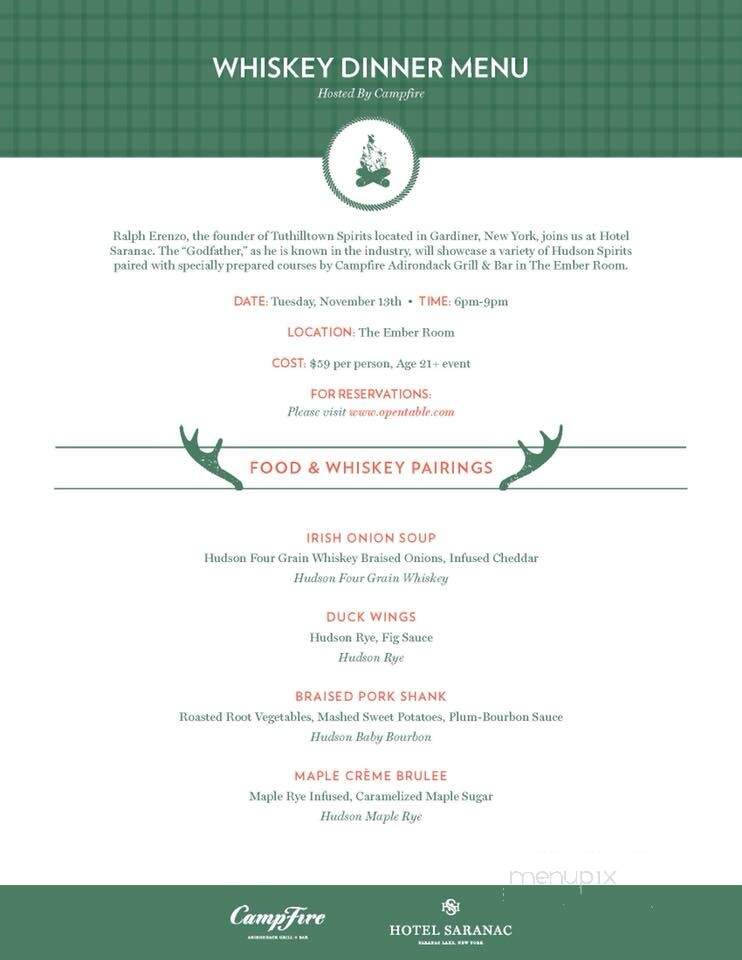 Hotel Saranac - Saranac Lake, NY menu_pic