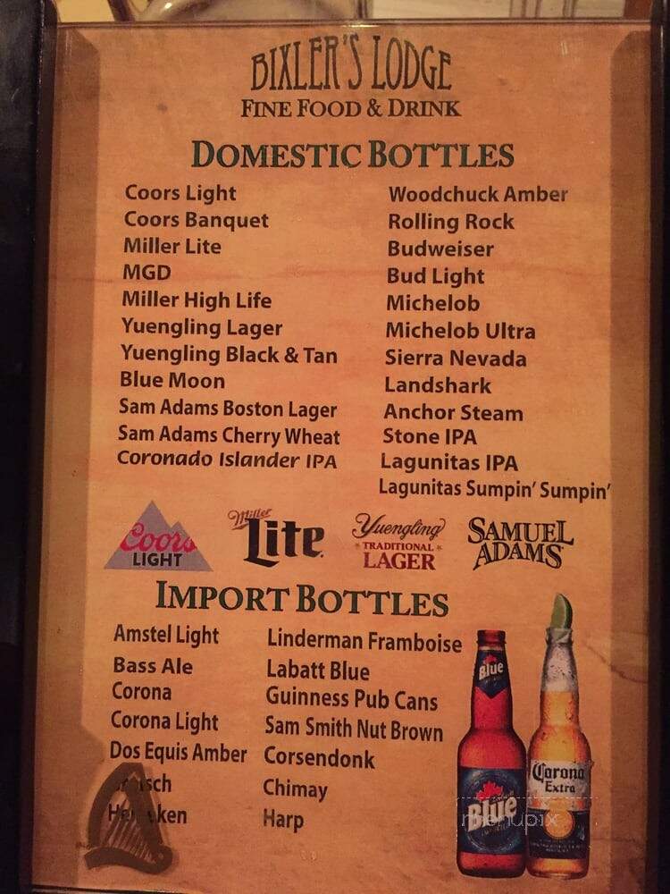 Bixler's Lodge - Reading, PA menu_pic
