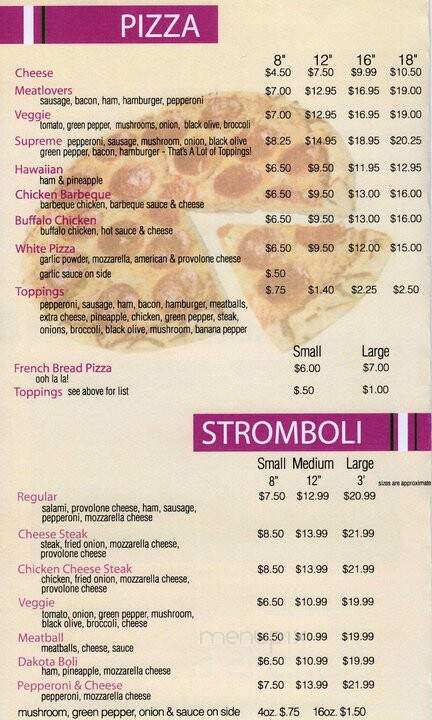 Treasa's Pizza & Subs - Brogue, PA menu_pic