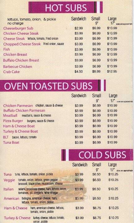 Treasa's Pizza & Subs - Brogue, PA menu_pic
