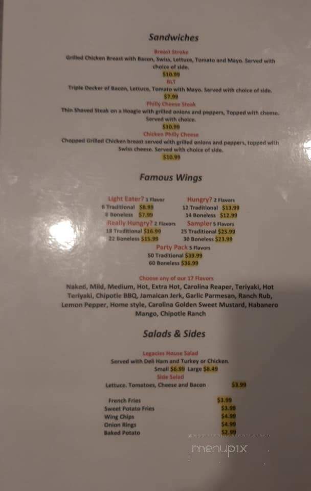 Legacies - Sumter, SC menu_pic