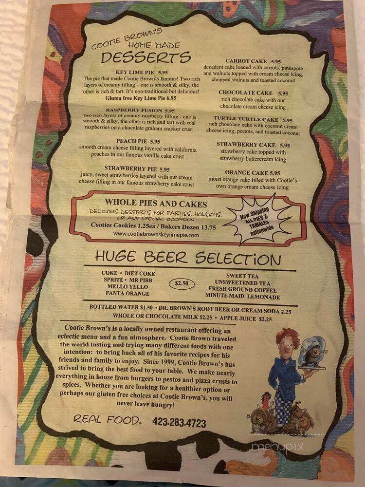 Cootie Brown's - Johnson City, TN menu_pic
