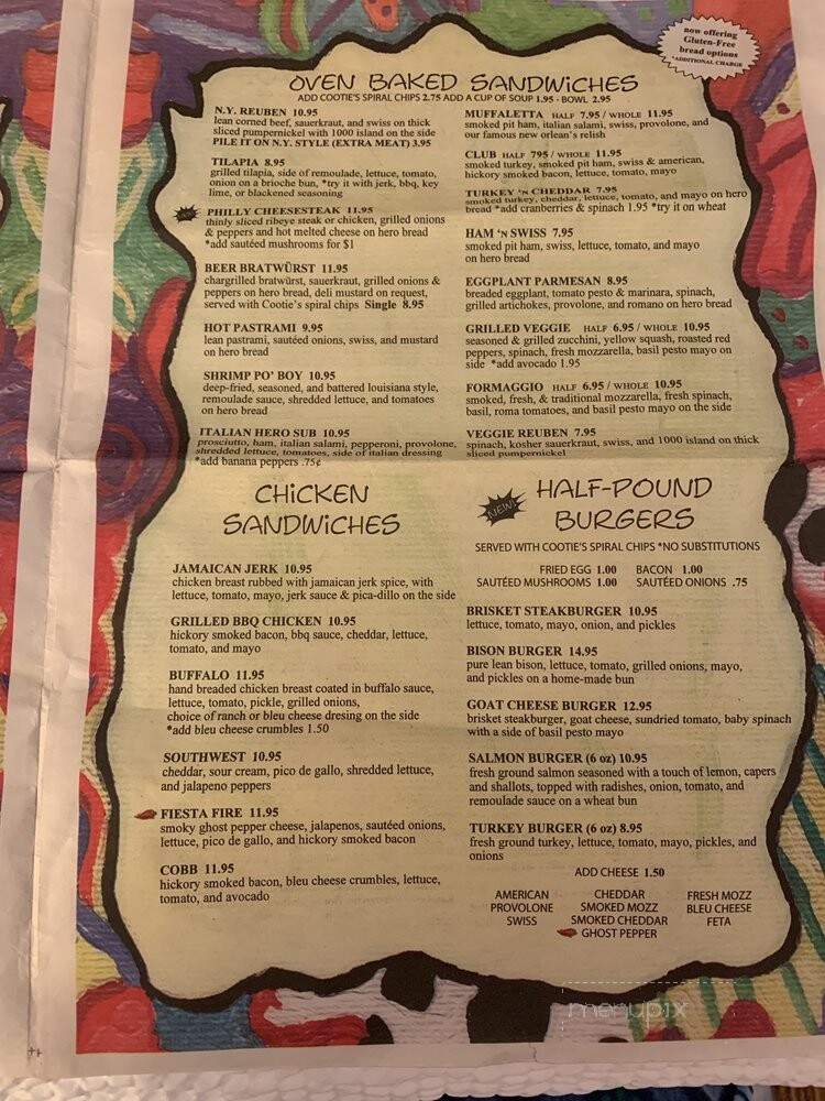 Cootie Brown's - Johnson City, TN menu_pic