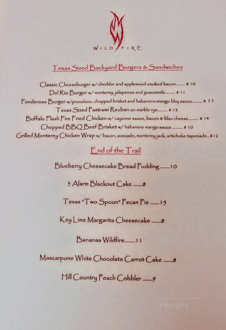 Wildfire - Georgetown, TX menu_pic