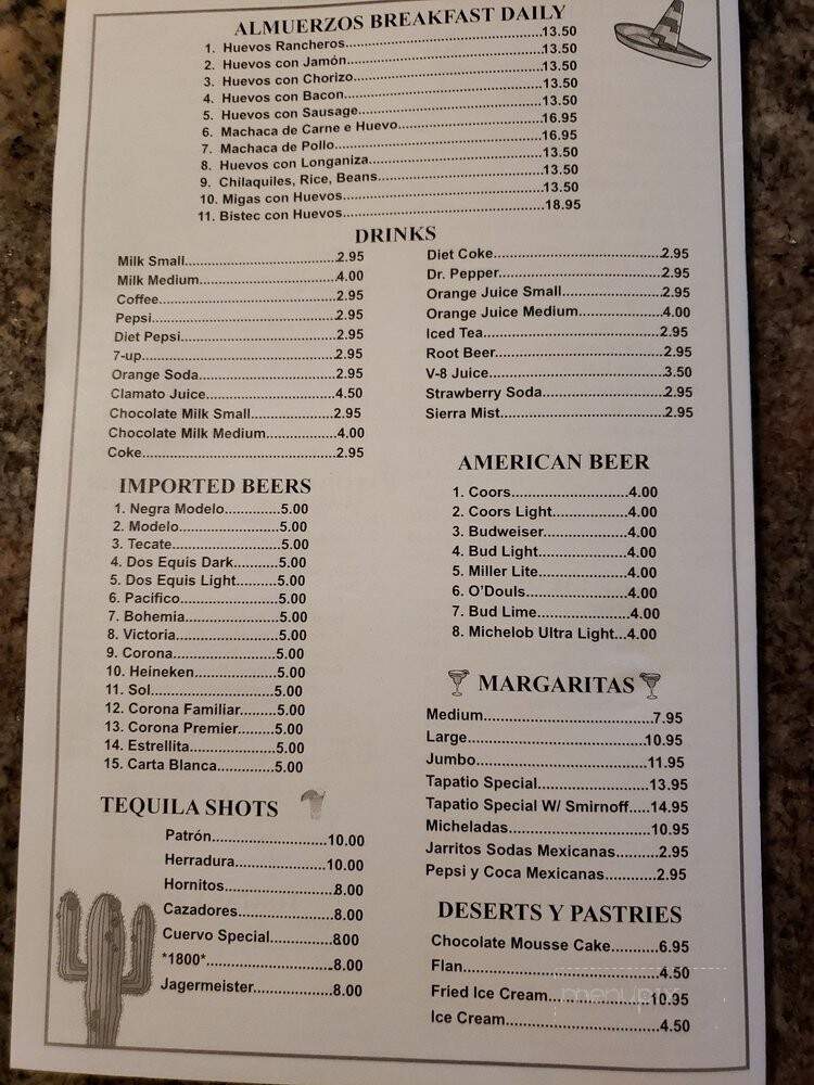 El Tapatio Restaurant - Porterville, CA menu_pic