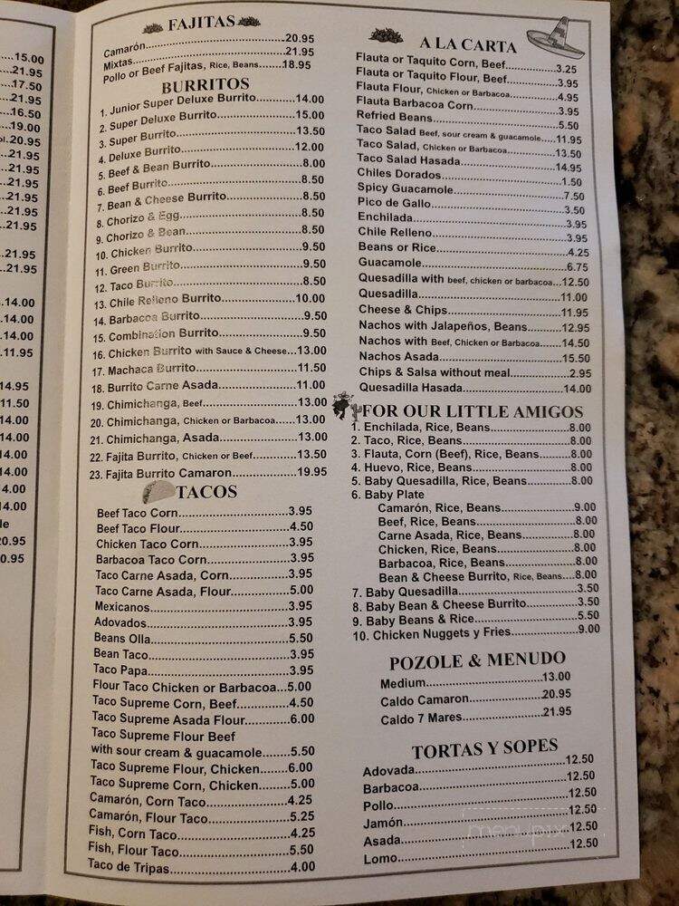 El Tapatio Restaurant - Porterville, CA menu_pic