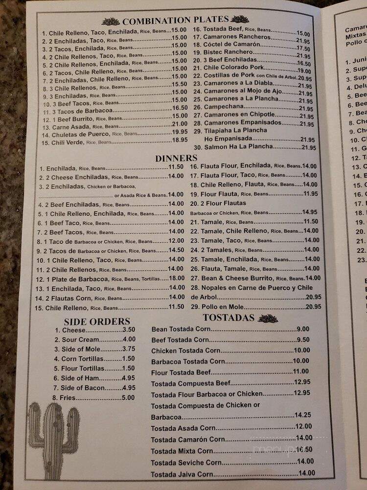 El Tapatio Restaurant - Porterville, CA menu_pic