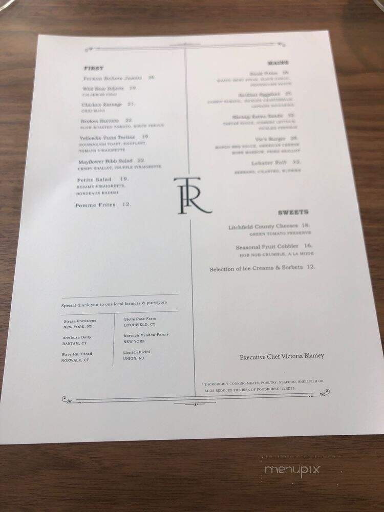 Mayflower Inn & Restaurant - Washington Depot, CT menu_pic