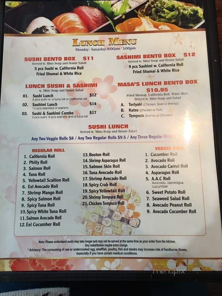 Masa Sushi & Hibachi - Marlboro Township, NJ menu_pic
