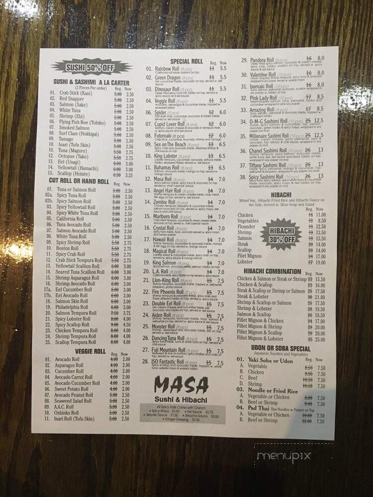 Masa Sushi & Hibachi - Marlboro Township, NJ menu_pic