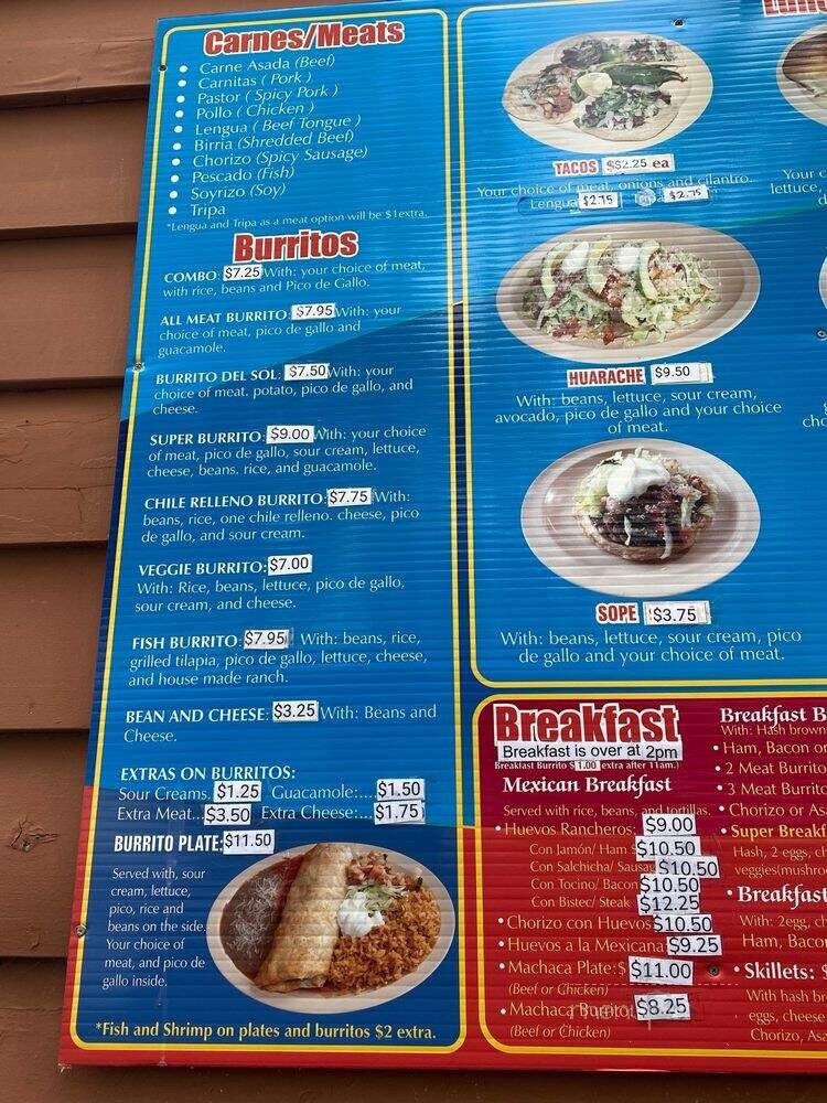 Casa Del Sol - Clackamas, OR menu_pic