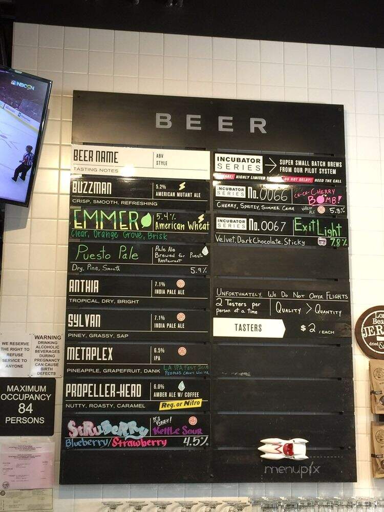 Unsung Brewing Company - Anaheim, CA menu_pic