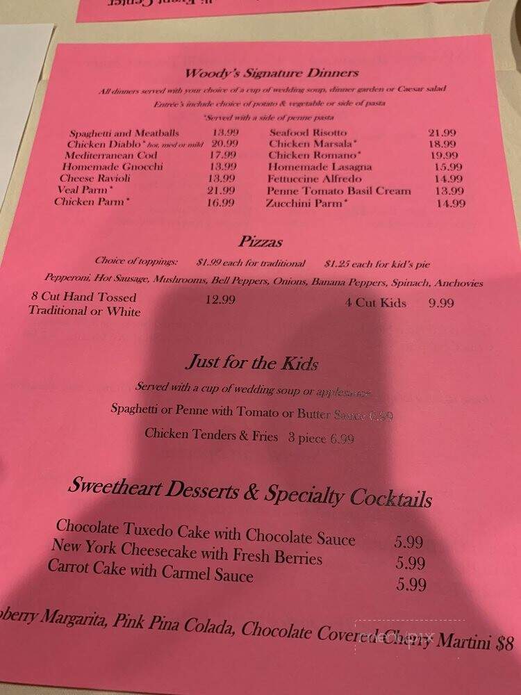 Woody's Piazza Bar - Irwin, PA menu_pic